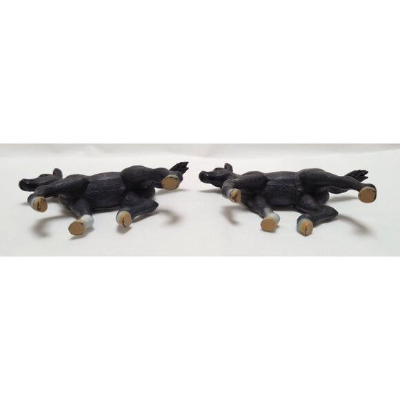 Vintage Schleich Lot of 2 Black 4" Long Lipizzaner Foal Colt Horse Figurines - Picture 9 of 9